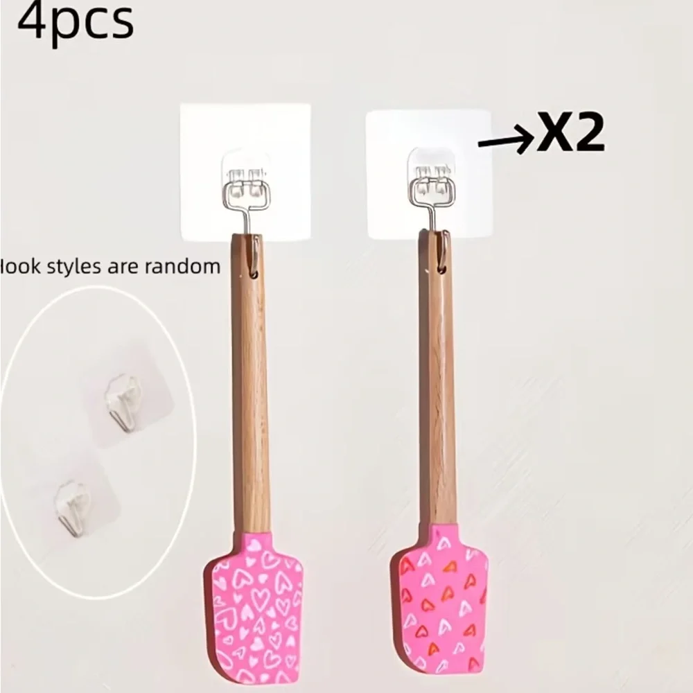 Heart Patterned Pink Silicone Spatulas- Set of 2.